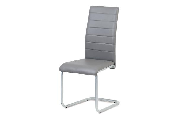 Autronic Jedálenská stolička DCL-102 GREY, koženka sivá, sivý lak