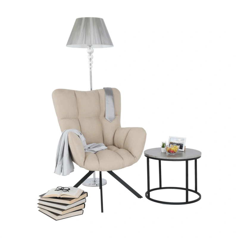 Dizajnové otočné kreslo, béžová/čierna, KOMODO 6