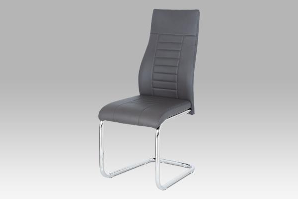 Autronic Jedálenská stolička HC-955 GREY, šedá koženka / chróm