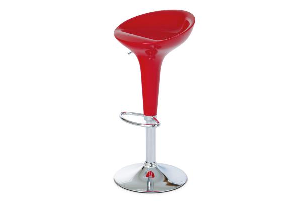 Autronic Barová stolička AUB-9002 RED, plast červený/chróm
