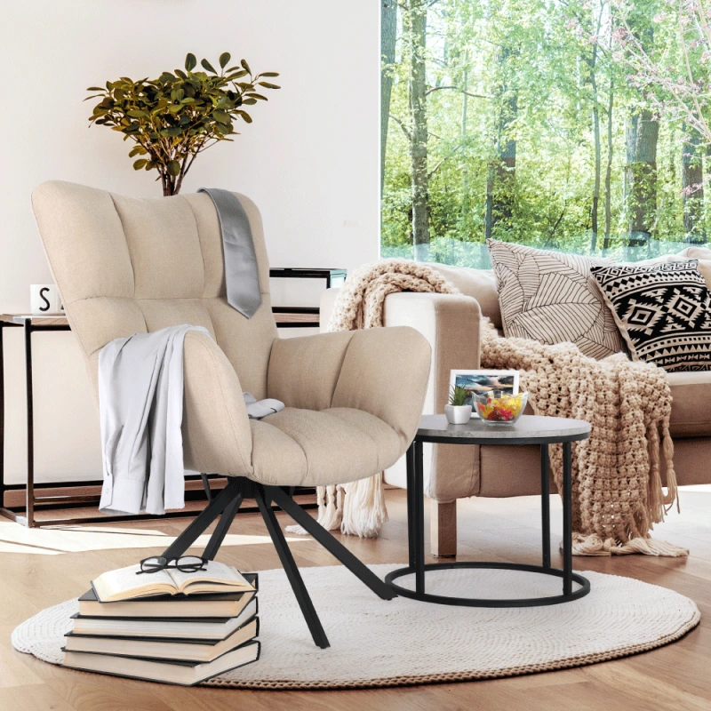 Dizajnové otočné kreslo, béžová/čierna, KOMODO 11