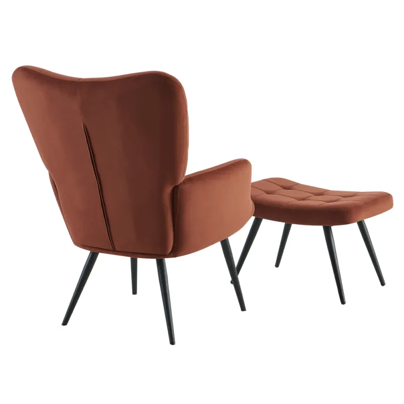 Kreslo s podnožou, hnedá Velvet látka/čierna, HABEN 2