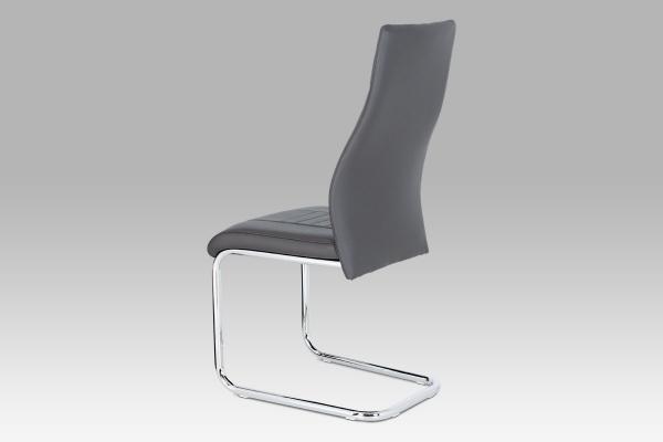 Jedálenská stolička HC-955 GREY, šedá koženka / chróm