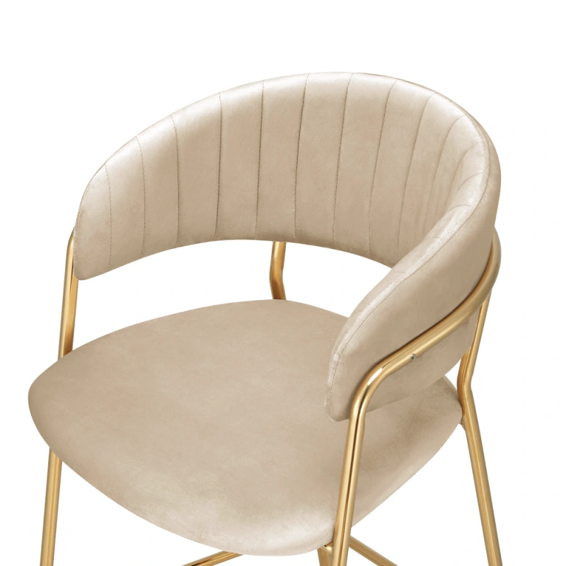 Dizajnová barová stolička, béžová Velvet látka/gold chróm zlatý, DASMIN NEW TYP 2 3