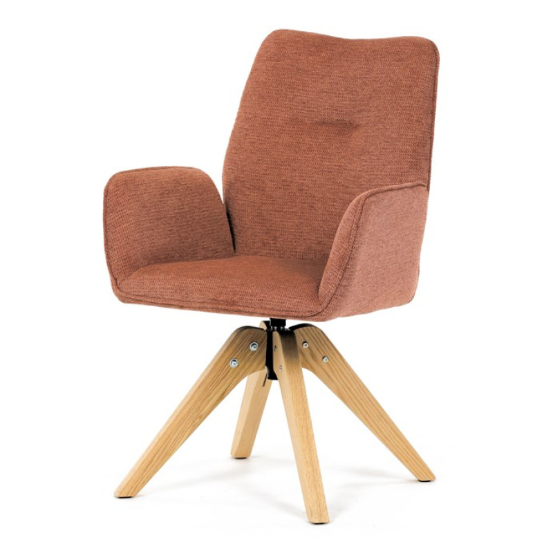 Jídelní židle DCH-C2148 ORA2, oranžová voděodpudivá látka, dubové nohy, otočná 360° 2