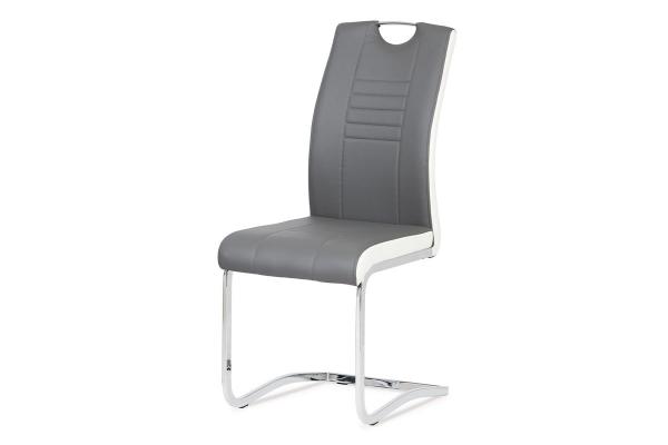 Autronic - jedálenská stolička, koženka sivá, chróm - DCL-406 GREY