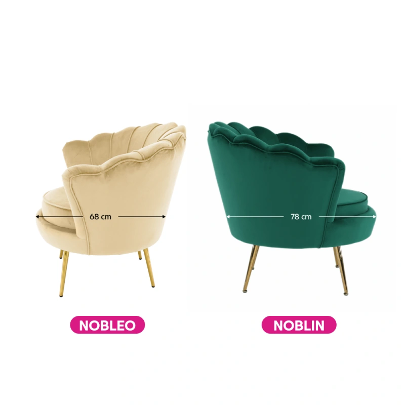 Kreslo v štýle Art-deco, béžová Velvet látka/gold chróm zlatý, NOBLEO 17