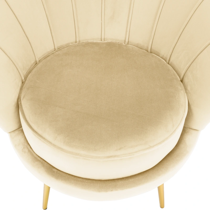 Kreslo v štýle Art-deco, béžová Velvet látka/gold chróm zlatý, NOBLEO 10