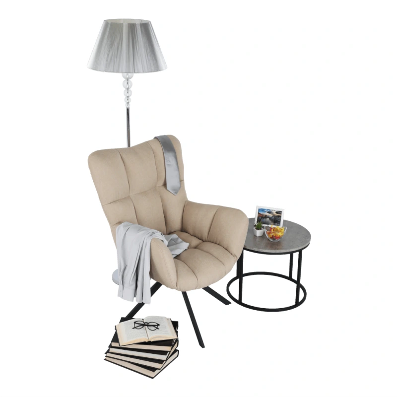 Dizajnové otočné kreslo, béžová/čierna, KOMODO 4