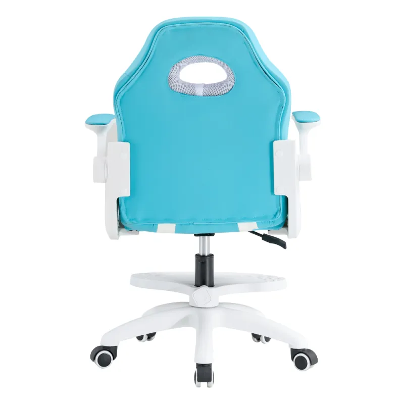 Otočná stolička s podnožou, modrá/biela, RAMIL