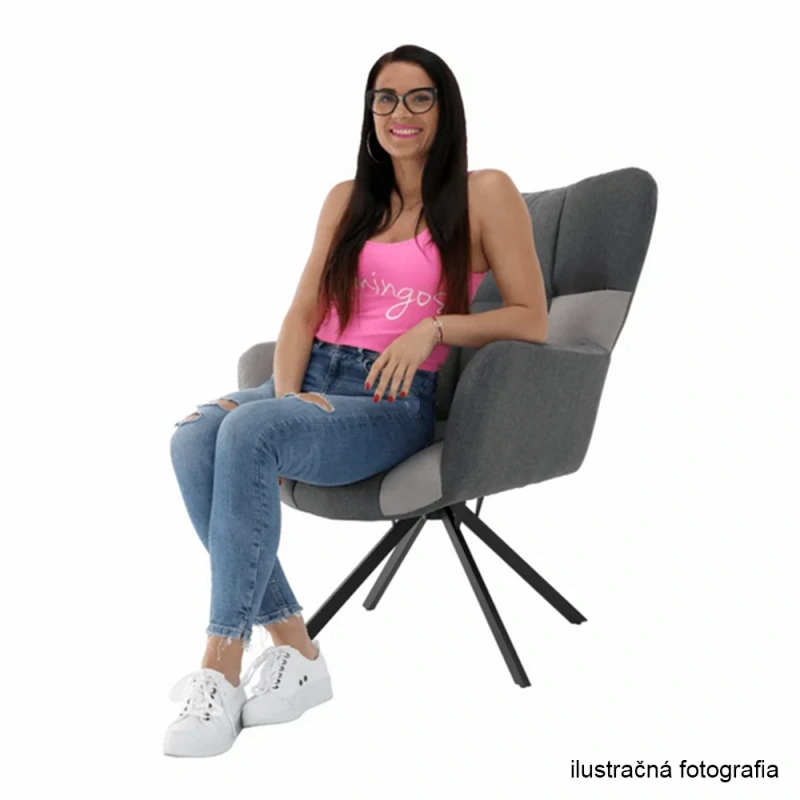 Dizajnové otočné kreslo, sivá/čierna, KOMODO 1