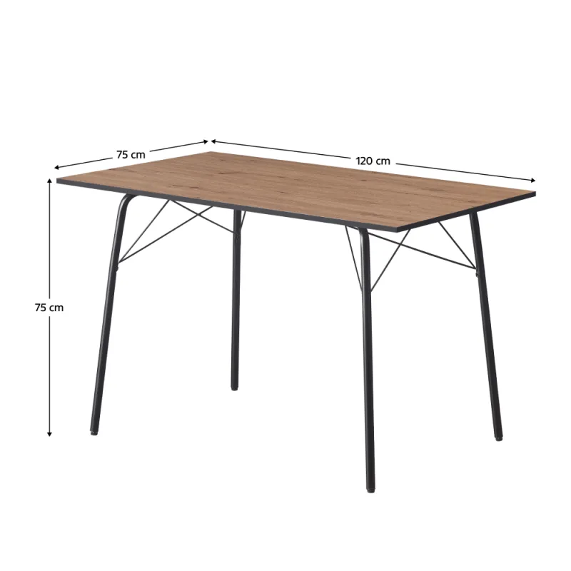 Jedálenský stôl, dub artisan/čierna, 120x75x75 cm, NALAK TYP 2