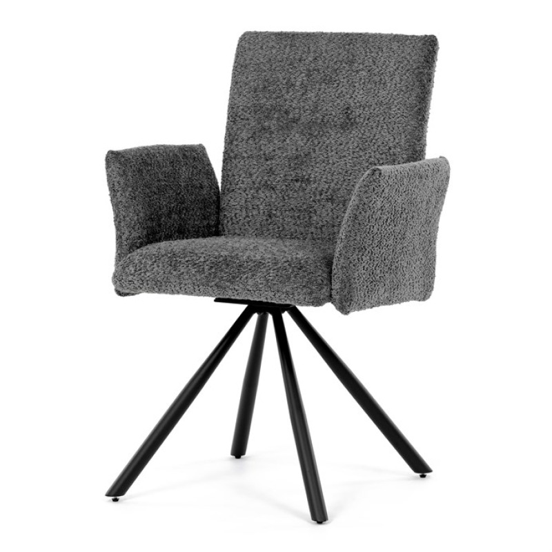Židle jídelní DCH-W1117 GREY2 šedá látka, černý kov, otočný mechanismus 90°/90° (L/P) 2