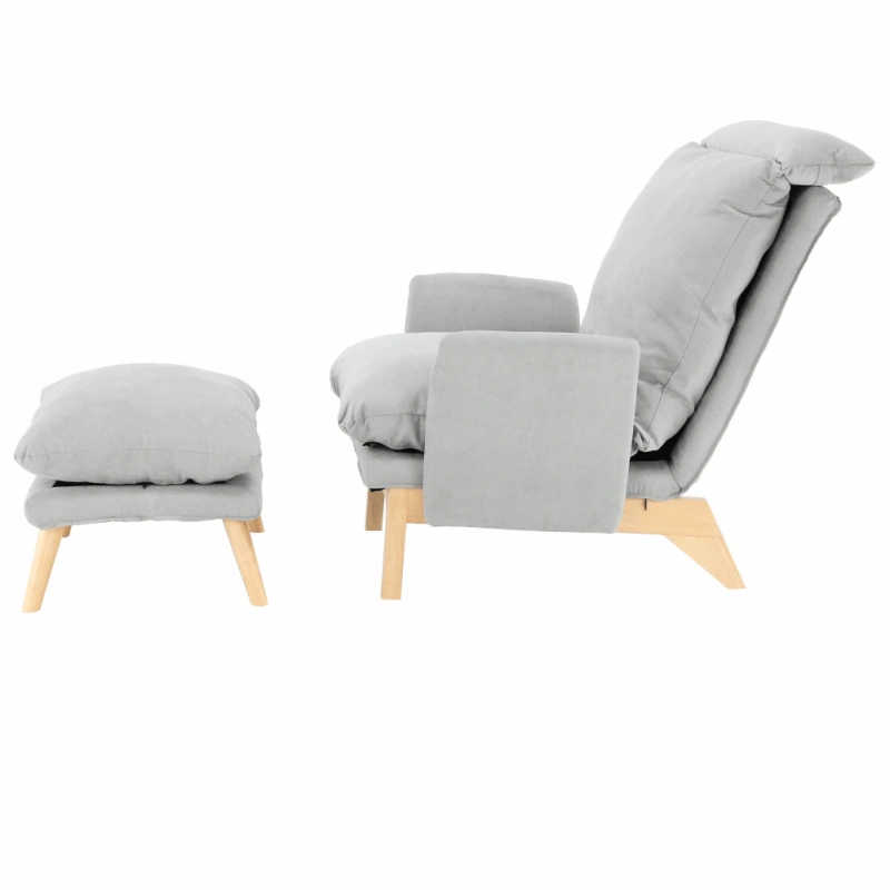 Kreslo s podnožou, svetlosivá/prírodná, ZANDER 18