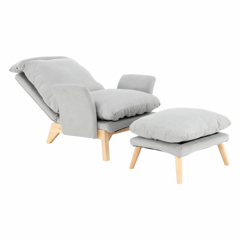 Kreslo s podnožou, svetlosivá/prírodná, ZANDER 16