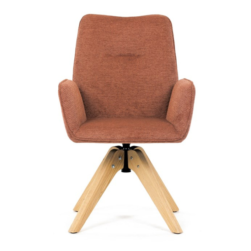 Jídelní židle DCH-C2148 ORA2, oranžová voděodpudivá látka, dubové nohy, otočná 360° 1