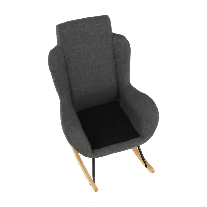 Hojdacie kreslo, sivá látka/drevo, HARPER 14