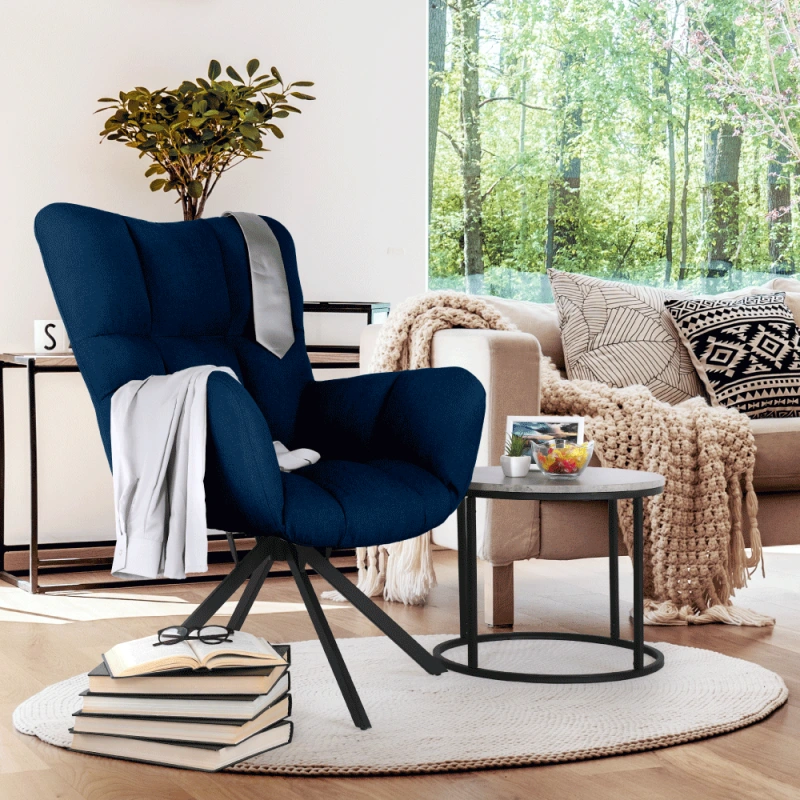 Dizajnové otočné kreslo, modrá Velvet látka/čierna, KOMODO 18