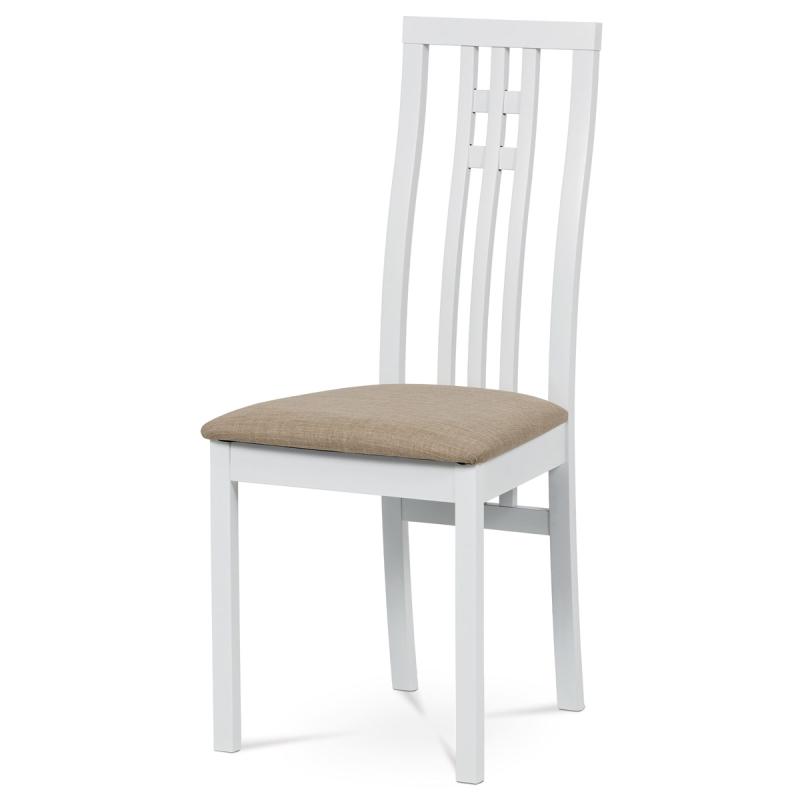 Jedálenská stolička BC-2482 WT, masív biely/látka béžová