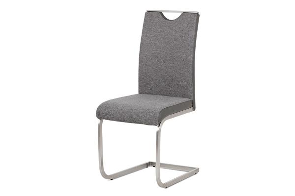 Autronic - jedálenská stolička látka sivá + koženka sivá / brúsený nerez - HC-921 GREY2