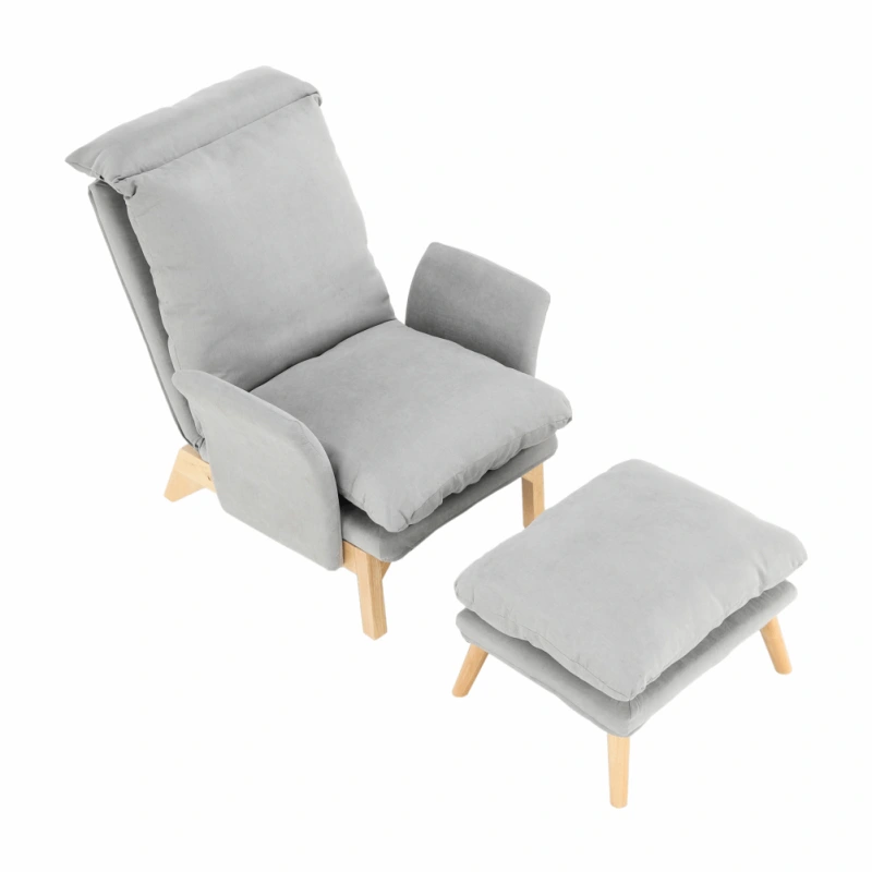 Kreslo s podnožou, svetlosivá/prírodná, ZANDER 13