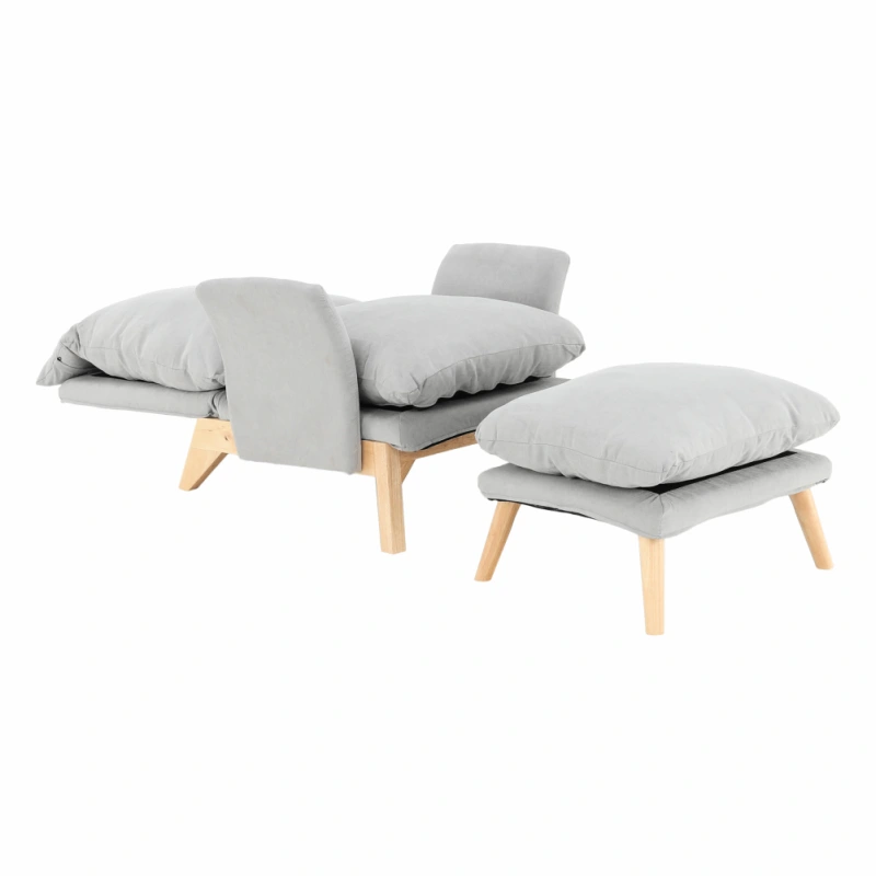 Kreslo s podnožou, svetlosivá/prírodná, ZANDER 15