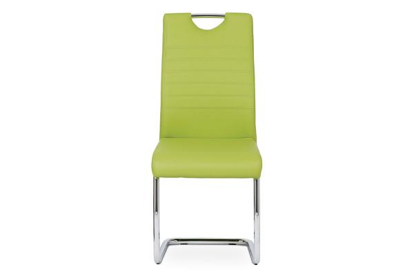 Jedálenská stolička DCL-418 LIM, koženka zelená, chróm