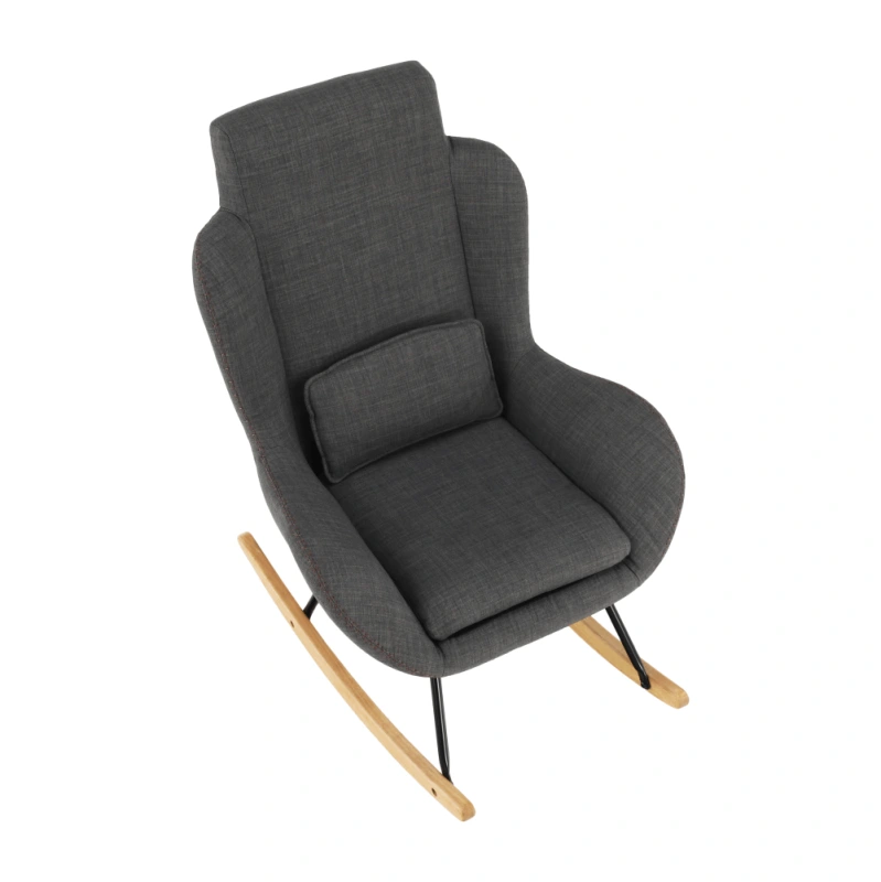 Hojdacie kreslo, sivá látka/drevo, HARPER 15