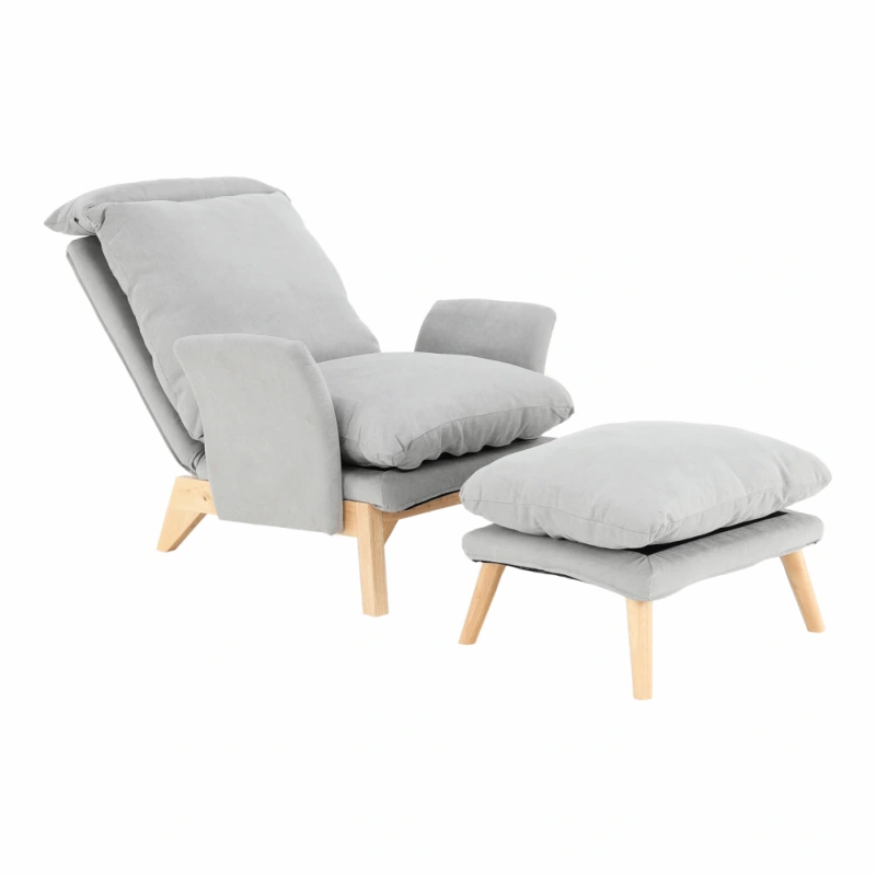 Kreslo s podnožou, svetlosivá/prírodná, ZANDER 17