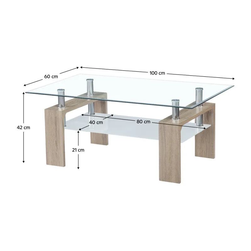 Konferenčný stolík, dub sonoma/sklo, LIBOR 2 NEW