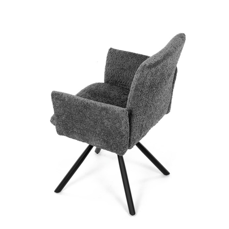 Židle jídelní DCH-W1117 GREY2 šedá látka, černý kov, otočný mechanismus 90°/90° (L/P) 17