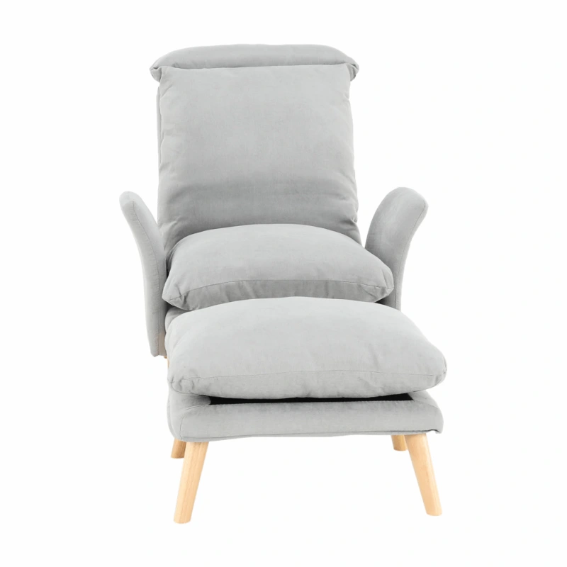 Kreslo s podnožou, svetlosivá/prírodná, ZANDER 20