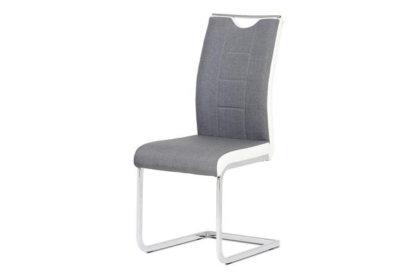 Jedálenská stolička DCL-410 GREY2, látka sivá s bielymi bokmi, chróm