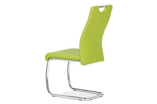 Jedálenská stolička DCL-418 LIM, koženka zelená, chróm