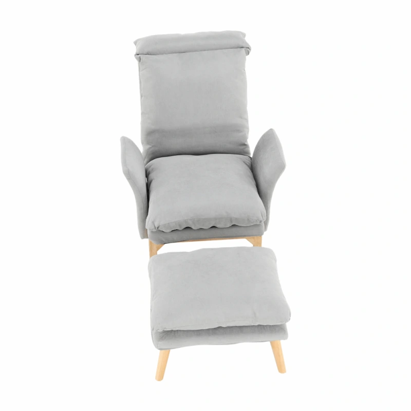 Kreslo s podnožou, svetlosivá/prírodná, ZANDER 14