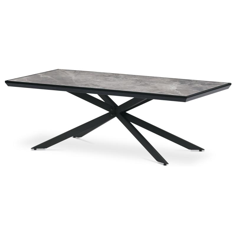 Konferenčný stolík AHG-288 GREY 120x60, šedý mramor, nohy čierny kov