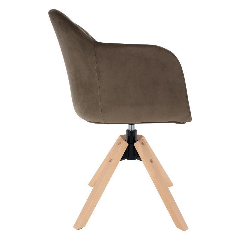 Otočné kreslo, velvet látka, sivohnedá taupe/buk, DALIO 6