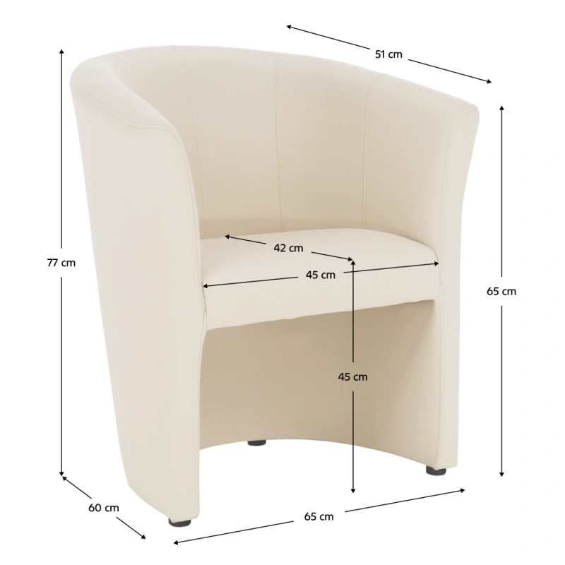 Klubové kreslo, ekokoža béžová, CUBA 1