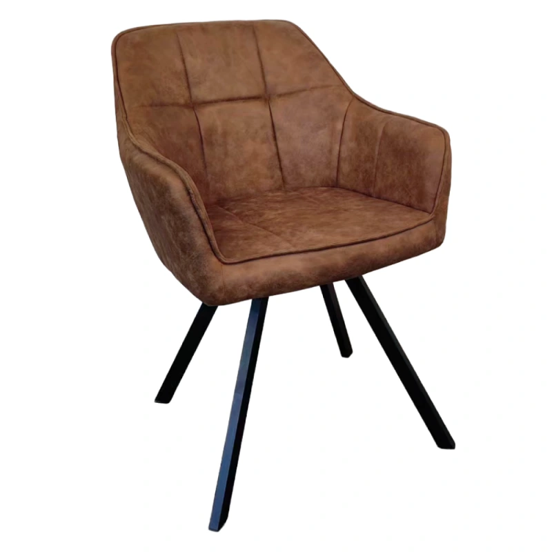 Otočné jedálenské kreslo, tmavohnedá látka s efektom brúsenej kože, SAMANTA