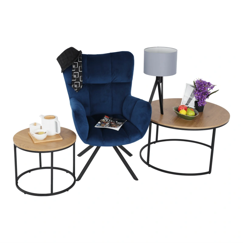 Dizajnové otočné kreslo, modrá Velvet látka/čierna, KOMODO 8