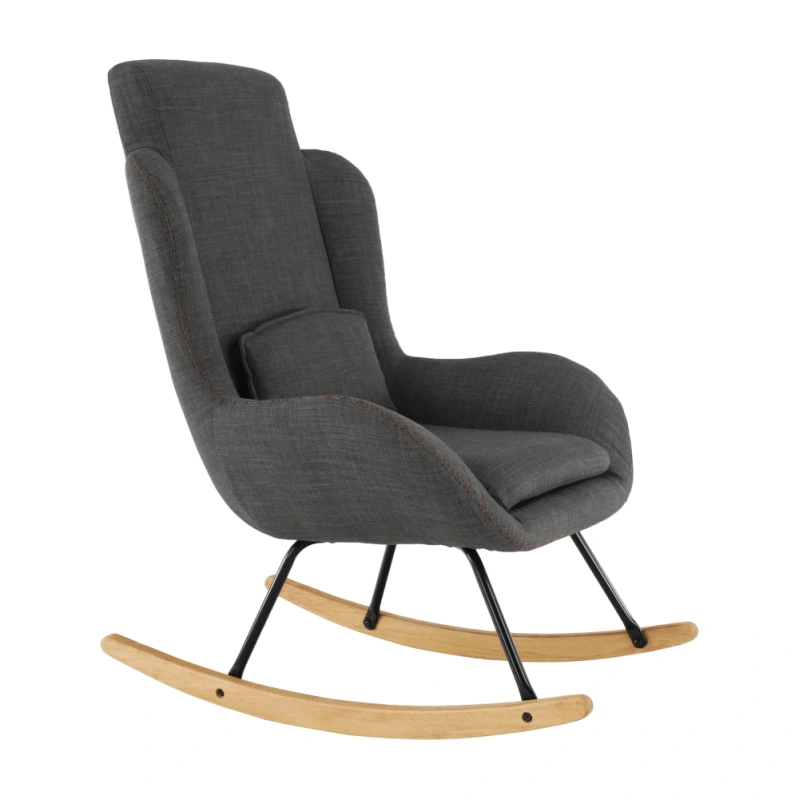 Hojdacie kreslo, sivá látka/drevo, HARPER 19