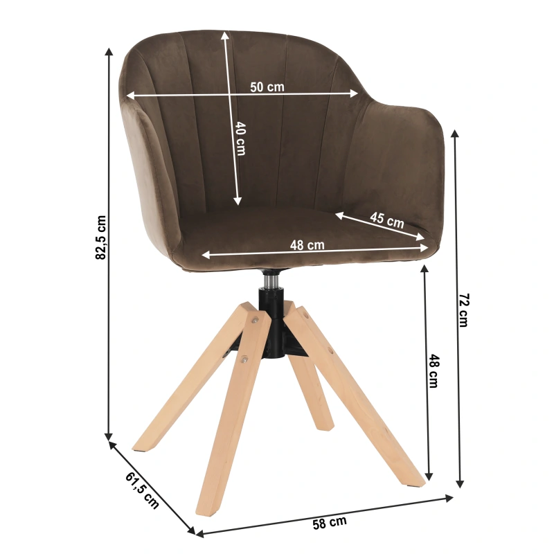 Otočné kreslo, velvet látka, sivohnedá taupe/buk, DALIO 2