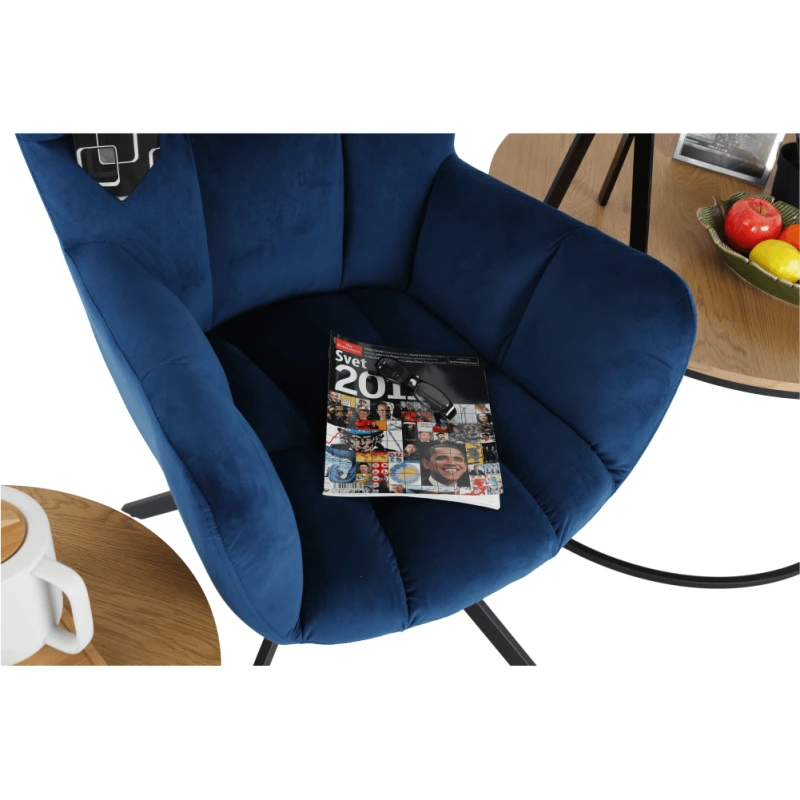 Dizajnové otočné kreslo, modrá Velvet látka/čierna, KOMODO 5