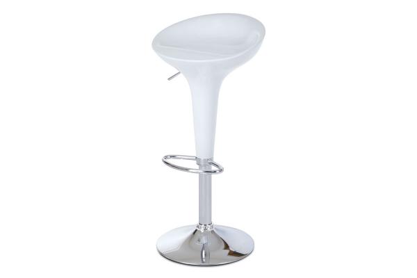 Autronic Barová stolička AUB-9002 WT, plast biely/chróm