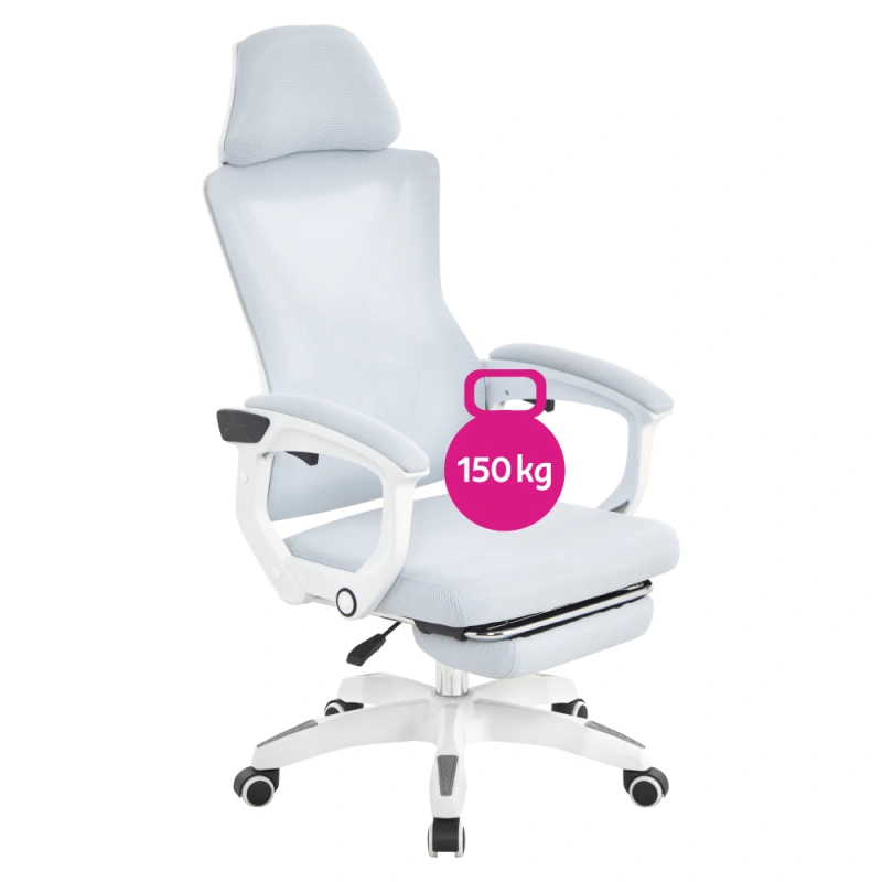 Kancelárske kreslo, svetlosivá/biela, nosnosť 150 kg, MALVIN