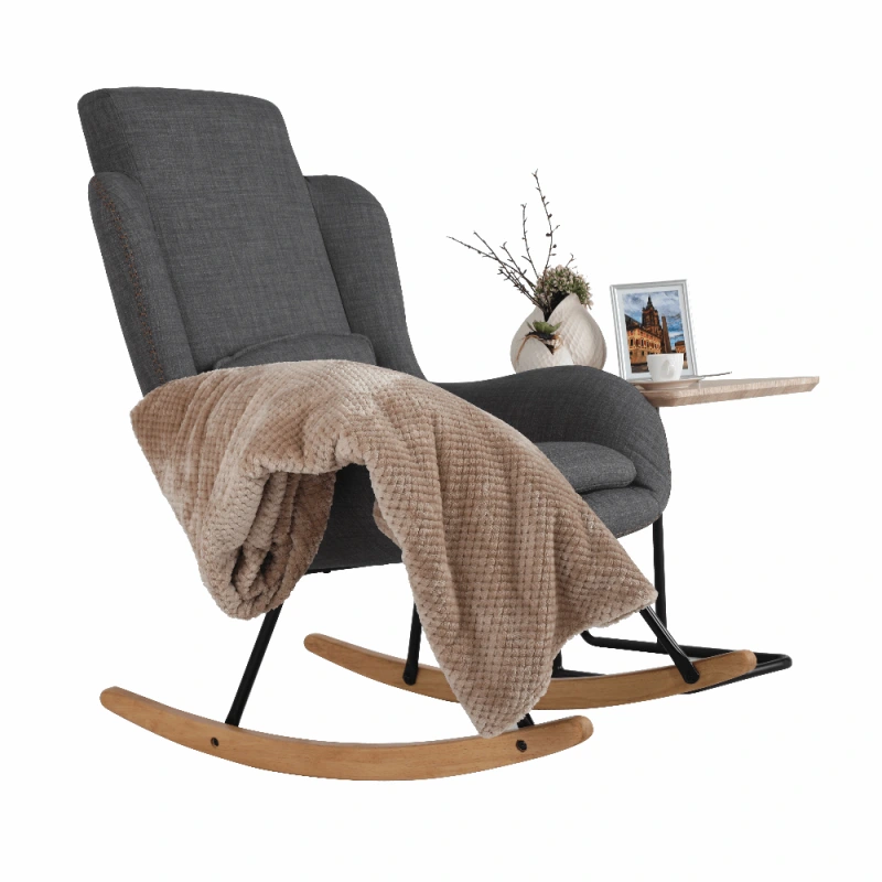 Hojdacie kreslo, sivá látka/drevo, HARPER 20