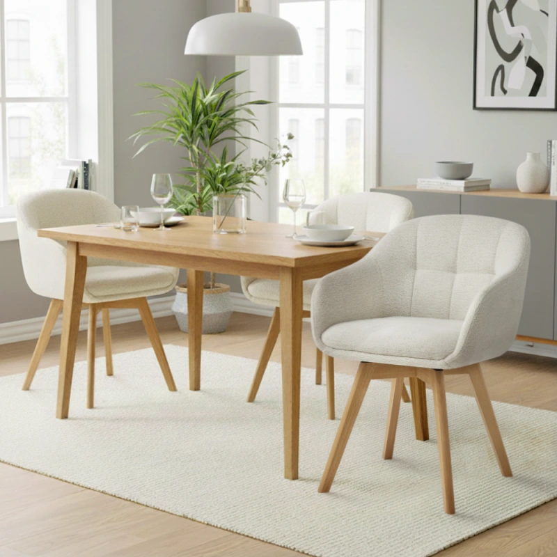 Otočné jedálenské kreslo, krémová/buk, DIMER 4