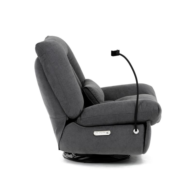 Polohovací křeslo, elektrické zabudované ovládání, šedá látka, TV-7089 GREY2 7