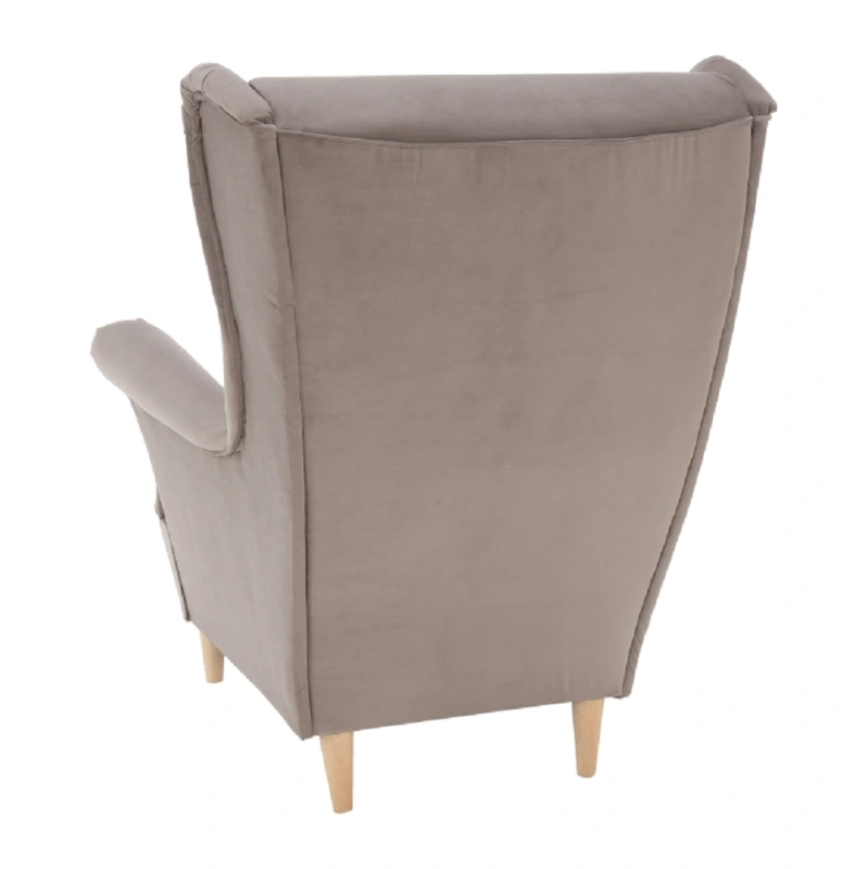 Kreslo ušiak, béžovosivá/buk, RUFINO 3 NEW 9