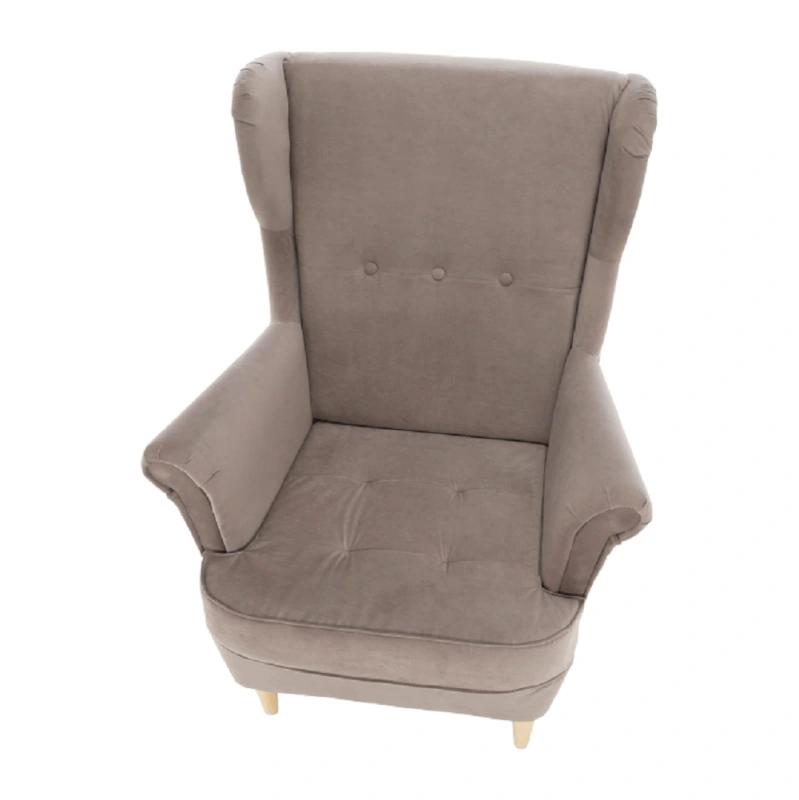 Kreslo ušiak, béžovosivá/buk, RUFINO 3 NEW 11